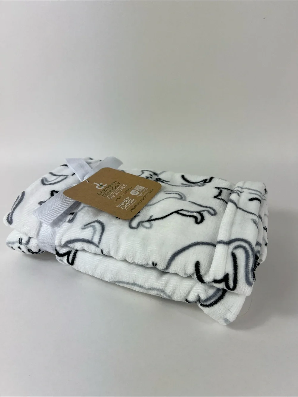 Deborah Connolly Bathroom Hand Towels Cat Kittens Black White Gray Set of 2 NEW